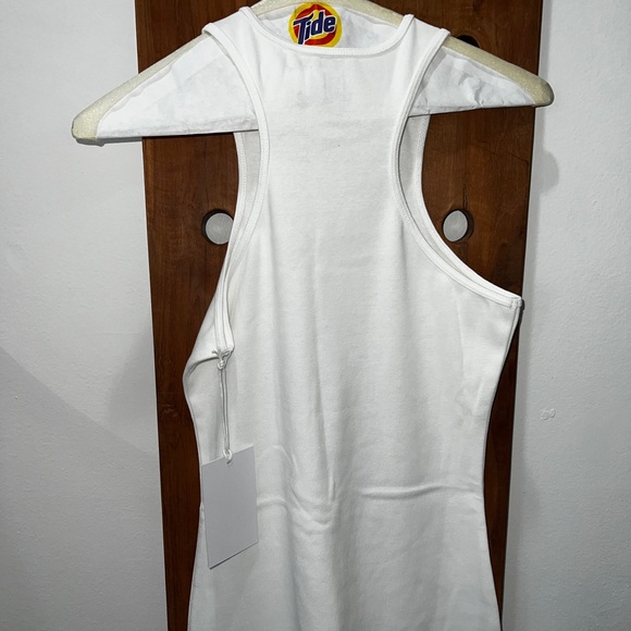 Helsa Heavy Rib Double Halter Dress in White - Picture 12 of 14